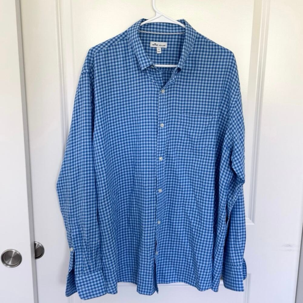 Peter Millar Performance Button Down Checkered Sh… - image 1